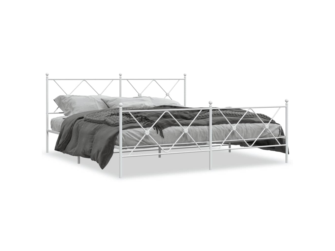 Maison Exclusive - Estructura Cama Sin Colchón Con Estribo Metal Blanco 183x213 Cm