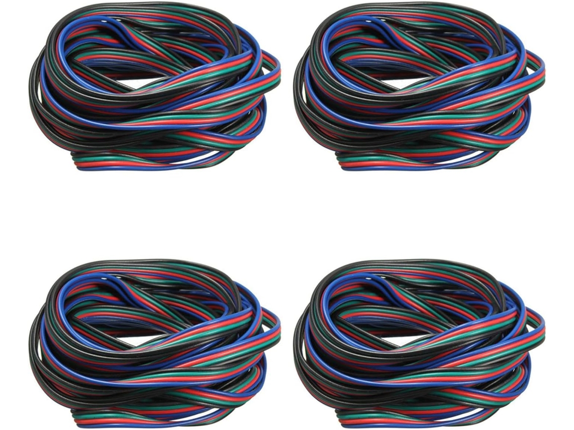 Cable De Extensión Con 4 Conectores De 4 Pines Para Tiras Led Rgb 3528 Y 5050 (5 M).
