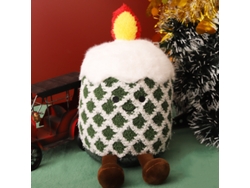 (Muñeco navideño con vela verde de 25 cm) Peluche, cojín, decoración