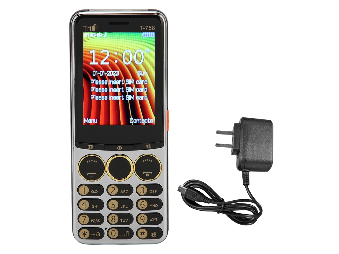 Teléfono móvil Mali T 758 desbloqueado, 2G, con pantalla de 2,8 pulgadas, batería de 3200 mAh y botones grandes para personas mayores.