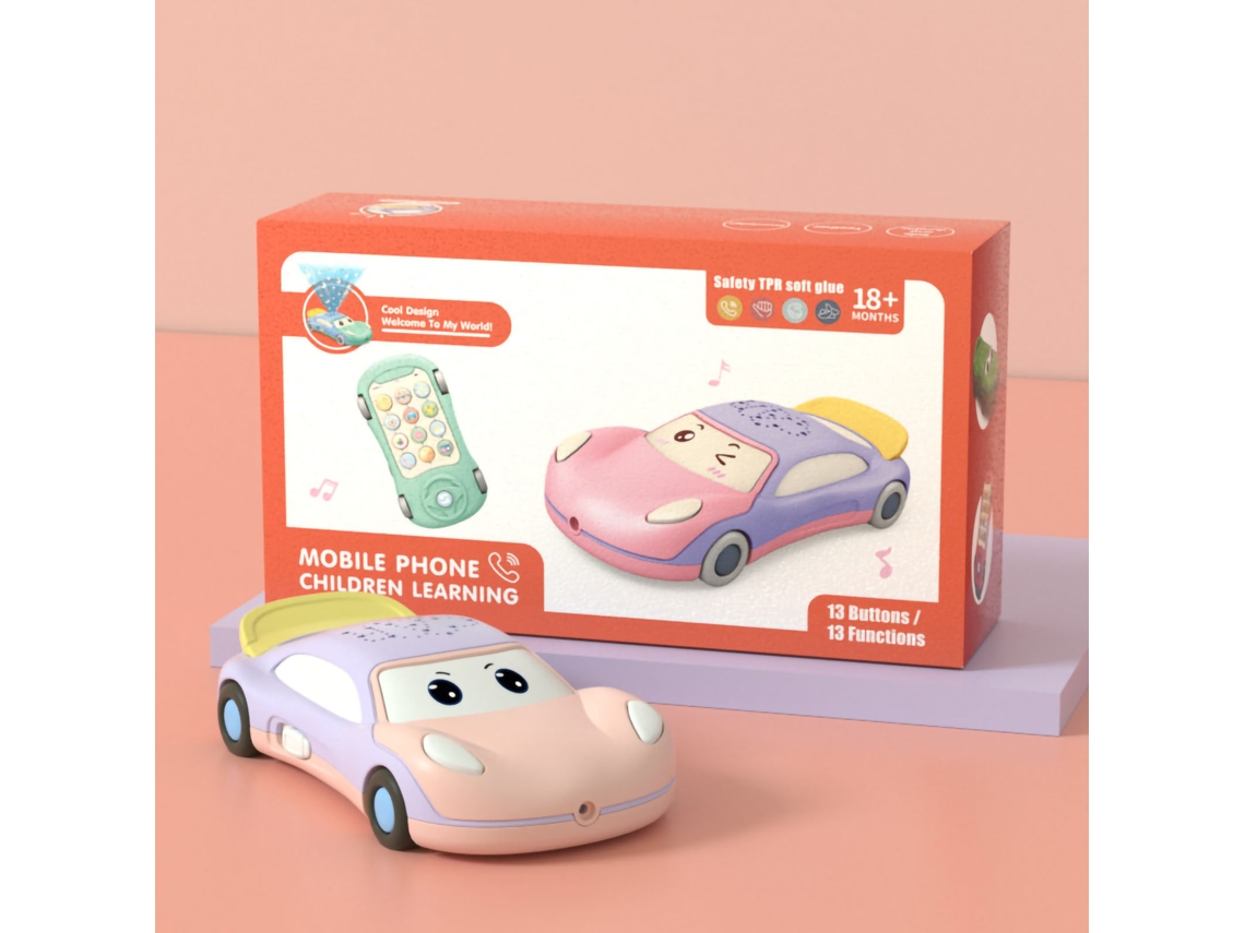 2026-juguete Teléfono Móvil Para Niños Forma De Coche Rosa Con Luz Música Proyección Estrella Educativo Temprano