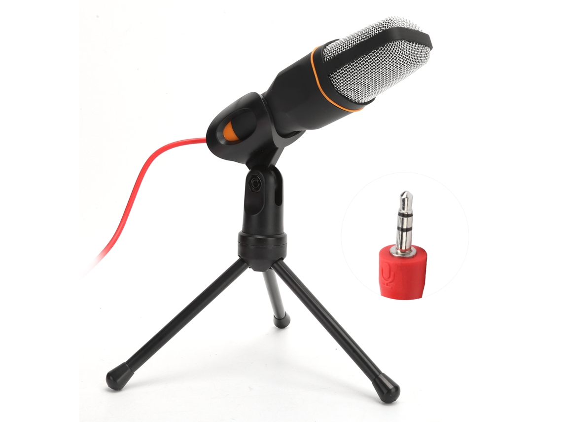 Micrófono De Condensador Con Cable Para Ordenador Con Trípode De Sobremesa Para Reuniones En Línea - Negro