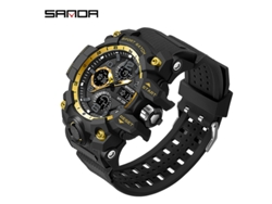 Reloj deportivo multifuncional, moderno y elegante, con acabado luminoso. MDUG (negro y dorado, para hombre).
