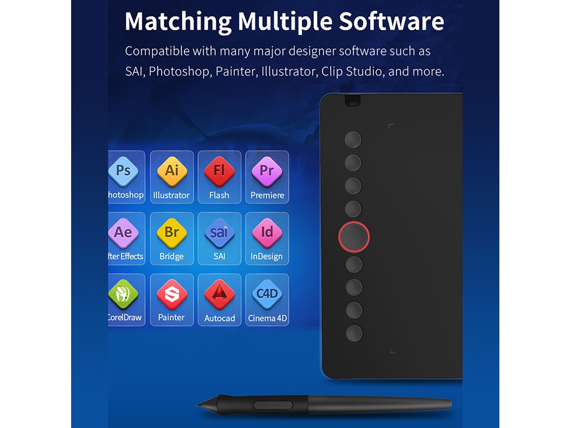Tableta Gráfica Digital 10moons I6 De 285x180 Mm, 8192 Niveles, Lápiz, Sin Batería, Compatible Con Pc/android.
