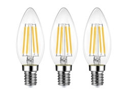 2026-39654-bombilla Led E14 Dimmable 6w 600lm 2700k Cálido, Reemplazo 60w, Vintage Para Lámparas De Cristal, Pack De 3