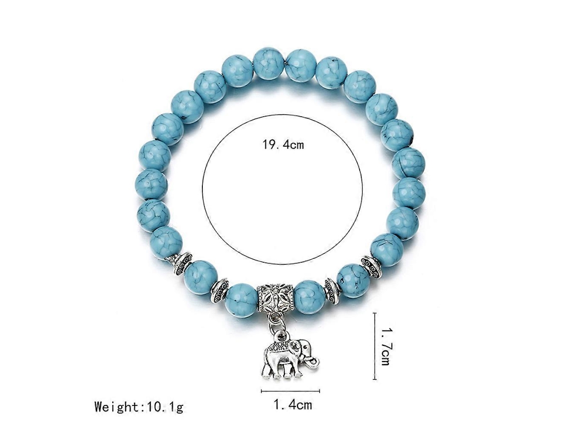 Pulseras de turquesa para mujer con cuentas y cordón elástico, regalo de Nostalgia88 (1 unidad)