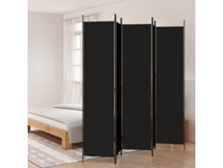 Biombo plegable | Separador de 5 paneles de 250x220 cm, tejido negro.