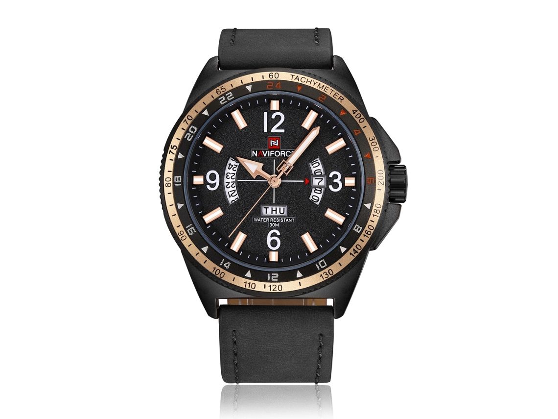 Reloj De Pulsera De Cuarzo Para Hombre Naviforce Con Correa De Pu, Resistente Al Agua Y Calendario.