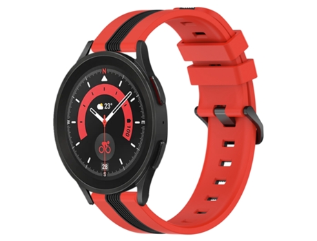 Correa de reloj inteligente para Samsung Galaxy Watch5 Pro 45 mm 20 mm Correa de reloj de silicona vertical de dos colores (rojo + negro)