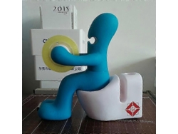 1 unidad de dispensador de cinta adhesiva para artículos de oficina, soporte divertido para accesorios de oficina con rollos de cinta, Cl GOKOCO (azul)
