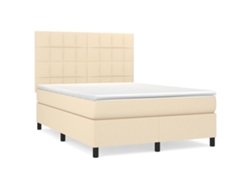 Maison Exclusive - Cama Box Spring Con Colchón Tela Color Crema 140x190 Cm