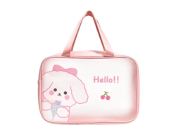 Bolsa De Aseo Impermeable De Pvc Transparente Con Estampado De Perro Cereza Para Viajes, Tamaño L 12,2 X 3,9 X 7,9 Pulgadas
