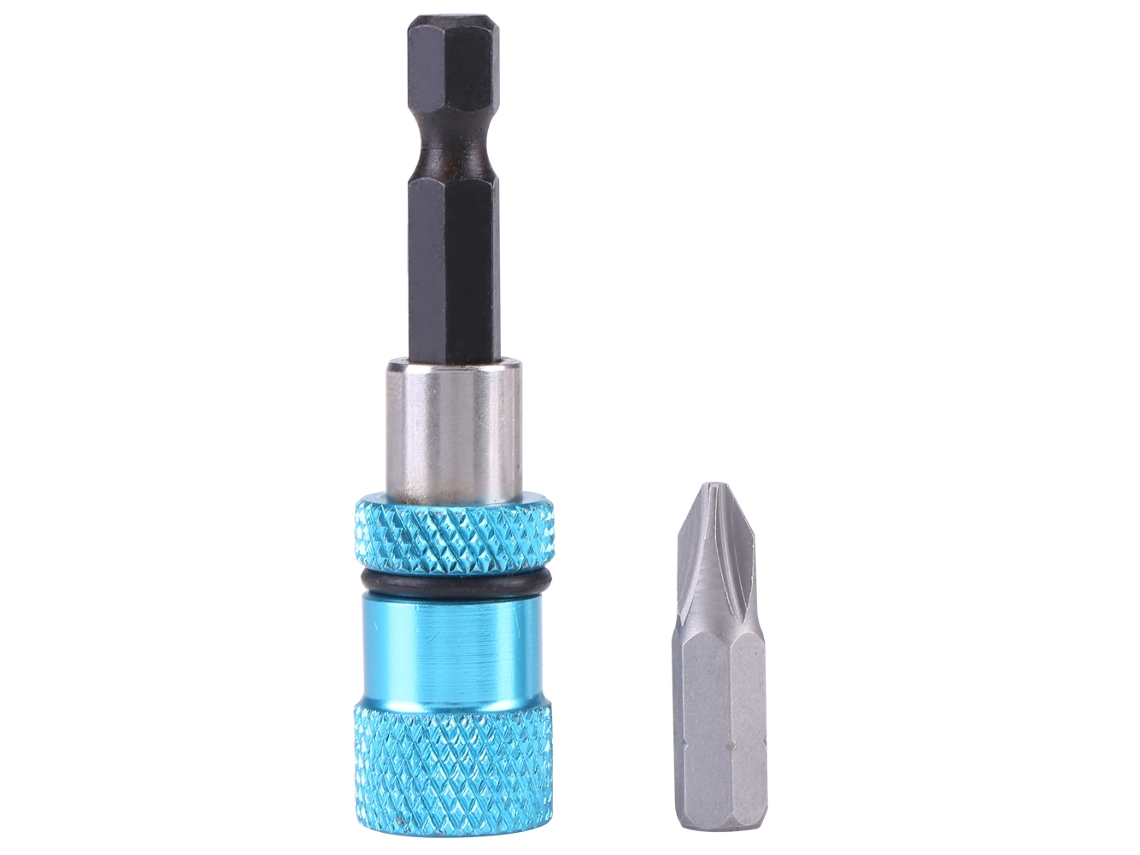Portabrocas magnético con mango hexagonal de 1/4 de pulgada y barra de extensión para taladro eléctrico y destornillador.