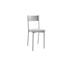 Cadeira de Cozinha Valencia em Alumínio 40x86x44cm Couro Sintético Prateado FANMUEBLES