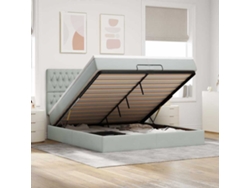 Estructura Cama Otomana Colchones Terciopelo Gris Claro