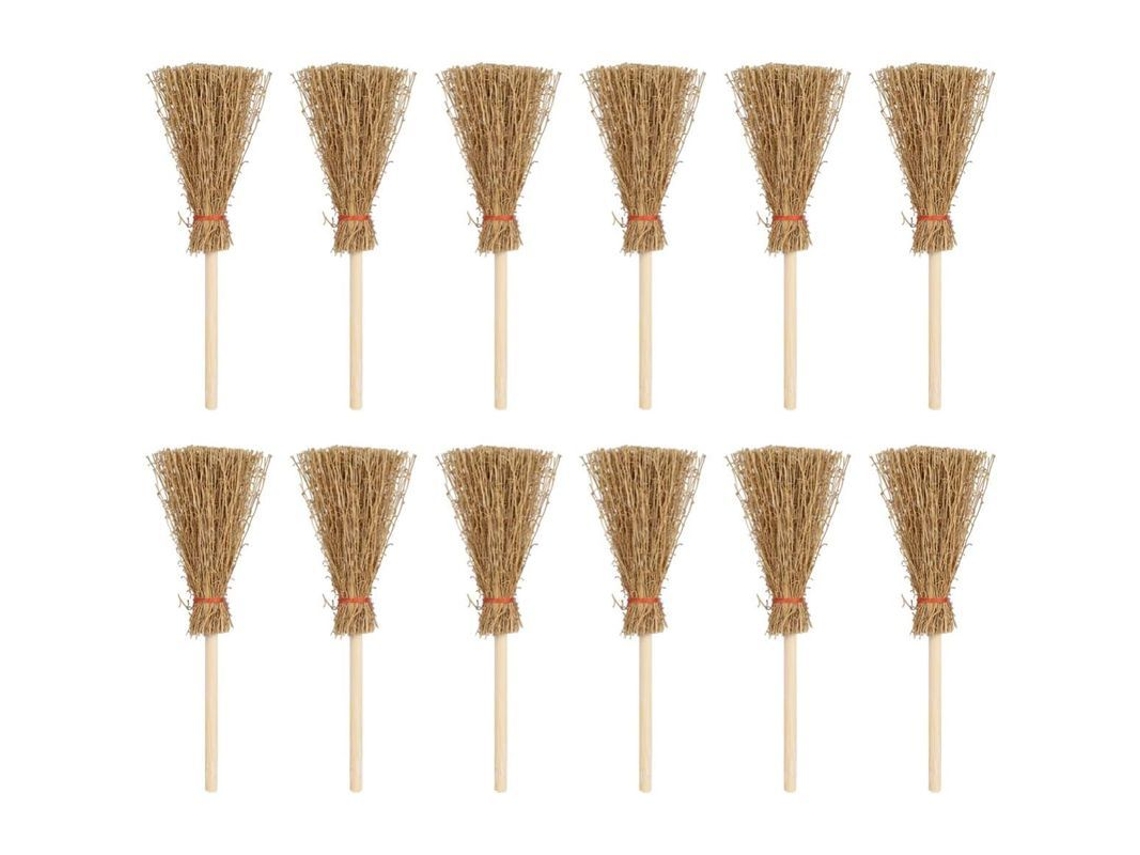 12 Mini Escobas Decorativas Para Manualidades De Fiestas De Halloween, Accesorio De Decoración Colgante