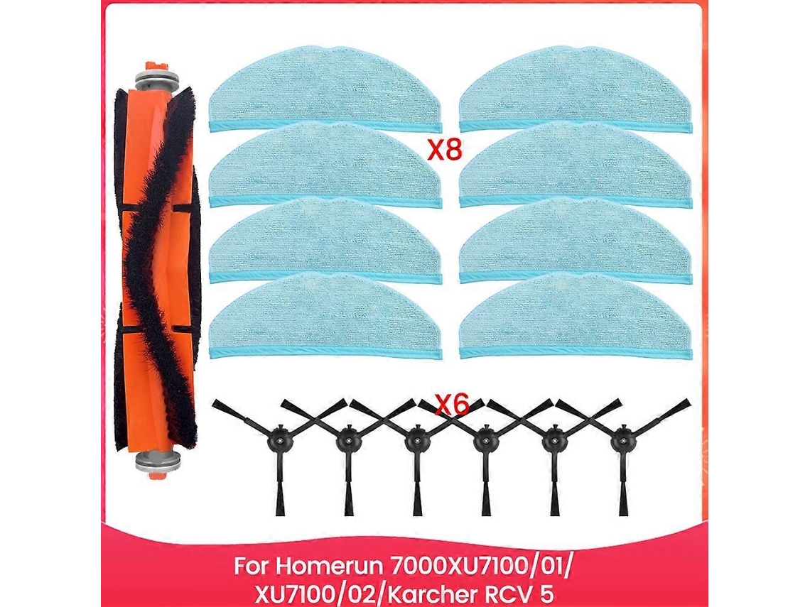 For Homerun 7000 Series Xu7100/01, Xu7100/02, Rcv 5 Vacuum Parts Main Roller Side Brush Mop Cloths