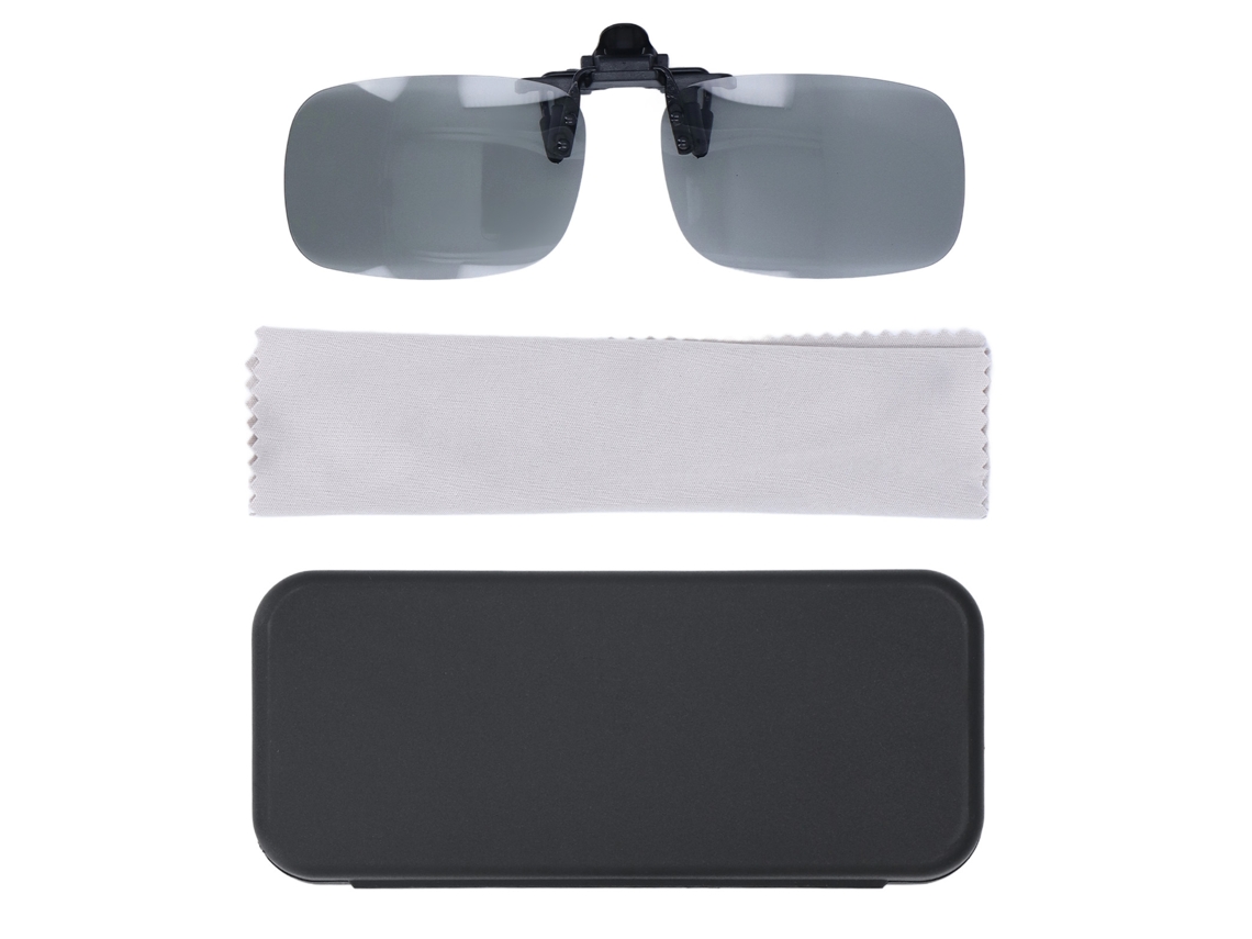 Gafas de sol polarizadas con clip para uso diurno y nocturno, portátiles, para pesca y senderismo, color negro y gris.