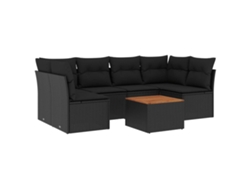Maison Exclusive - Set De Comedor De Jardín 7 Pzas Y Cojines Ratán Sintético Negro