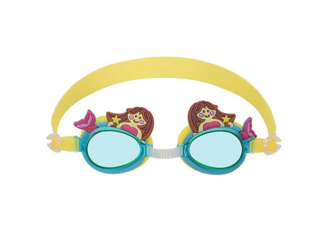 Gafas de natación para niños con lentes duraderas con personajes 3D y estilo de dibujos animados, protección UV antivaho y sin fugas.