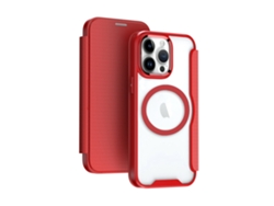 Capa De Couro Para Celular Fliphone Com Compartimento Antifurto Para Cartão.vermelho blindagem Magnética - Iphone 15
