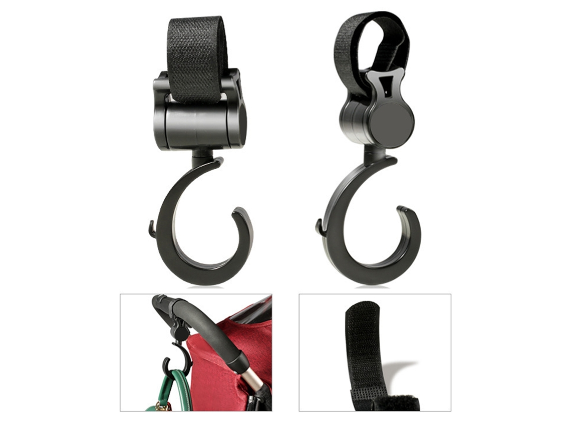 2 Ganchos Giratorios De 360° Para Cochecito, Accesorios Para Sujetar Bolsas.