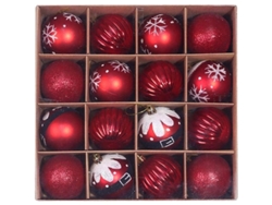 Bolas Navideñas Decorativas Rojas Y Blancas, 16 Unidades, 6 Cm, Para Árbol De Navidad Y Fiestas.