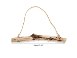 Organizador de joyas de madera natural con 5 ganchos para collares y pendientes.