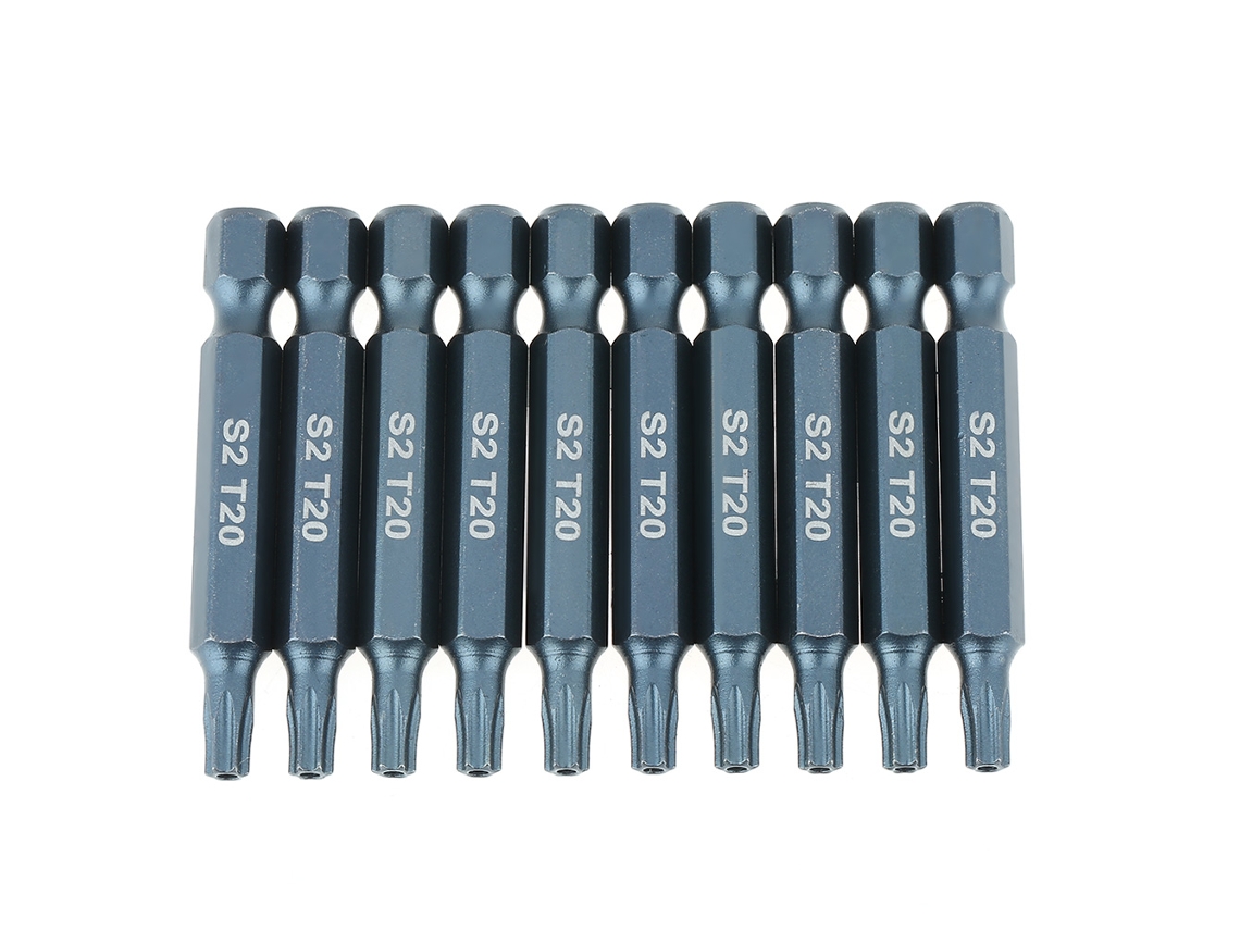Kit De 10 Puntas De Destornillador Magnéticas Seguras T20 De 50 Mm (1/4") Hexagonales S2