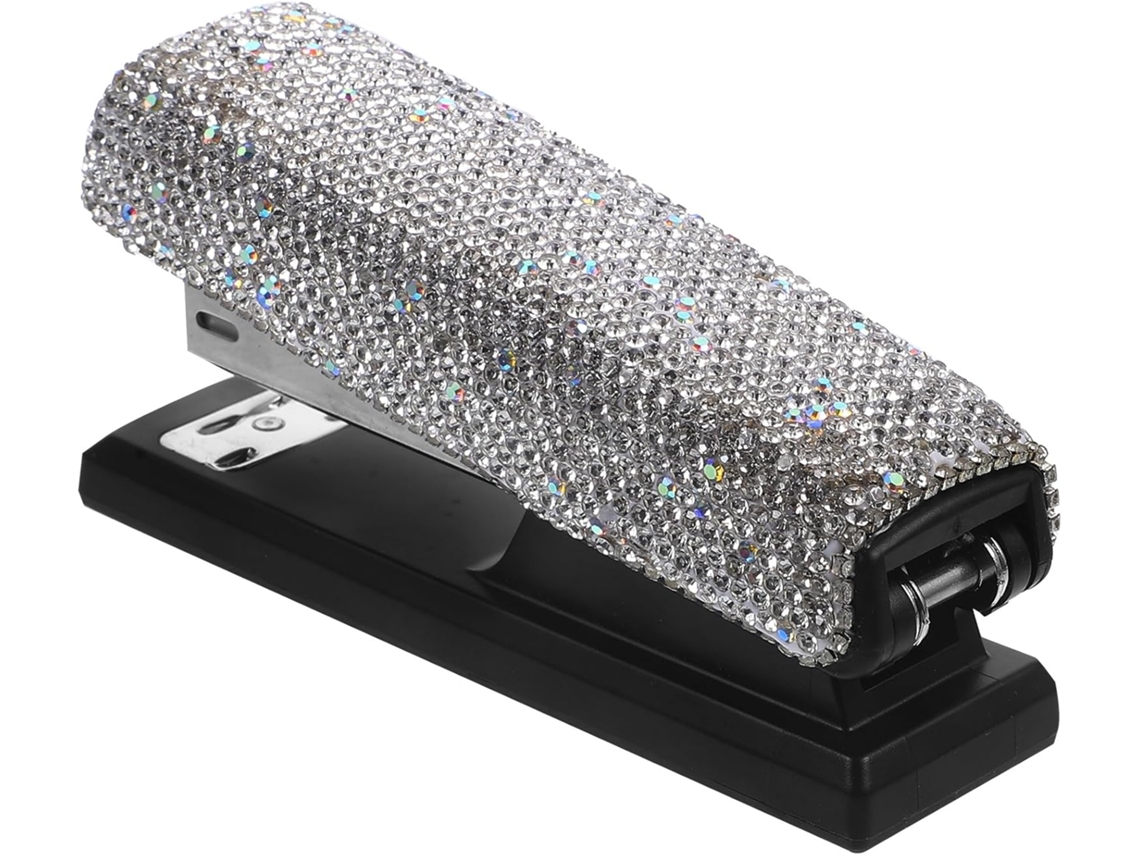 Grapadora Portátil De Hierro Brillante Con Diamantes De Imitación, Compacta Y Práctica, Para La Oficina Y El Hogar.
