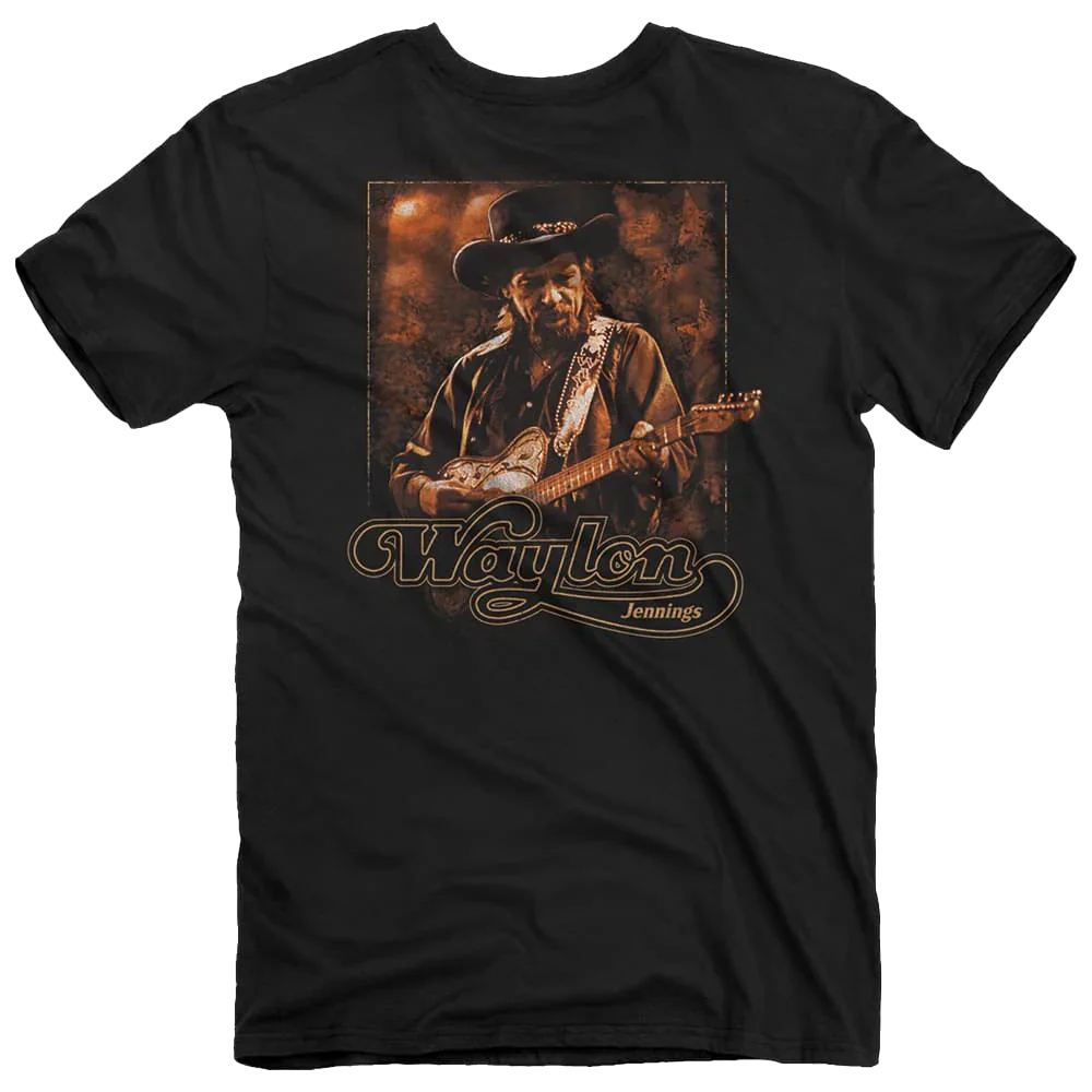 Waylon Jennings Sepia Portrait T-shirt Unisex Rockinstone Size:xxl