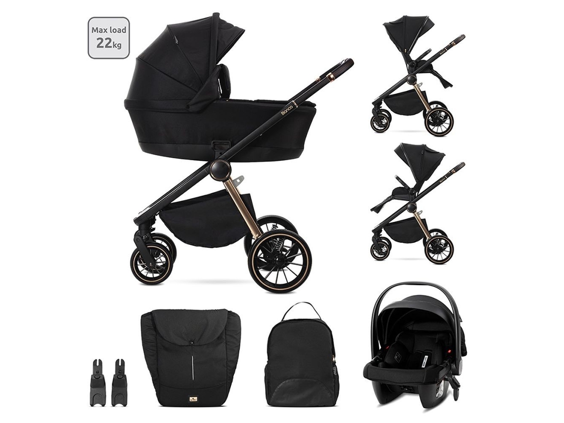 Carrito de bebé trio con capazo duro BIANCA de Lorelli hasta 22 kg Black