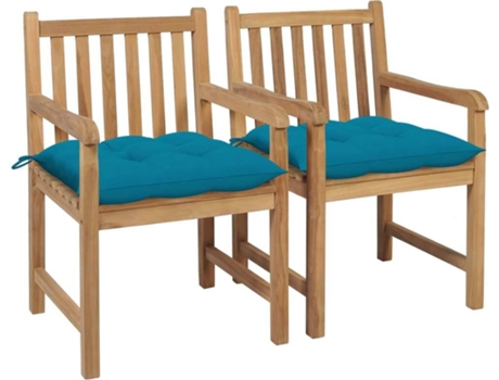 Conjunto 2 Silla de exterior VIDAXL Azul Teca (58x60x90 cm)