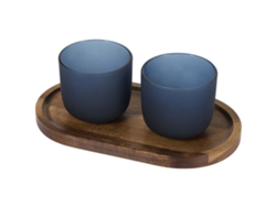 Set De Bandeja De Madera Y Vasos De Vidrio Acabado Mate "male"