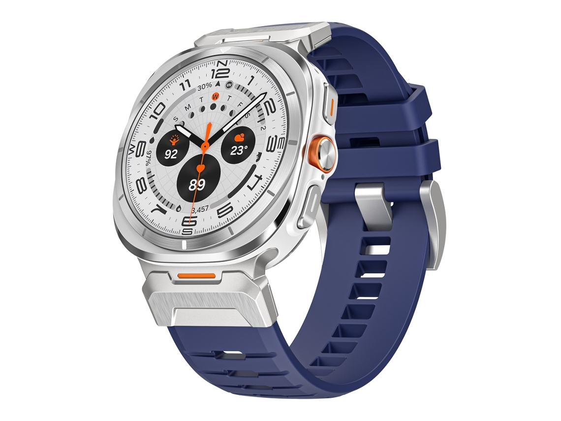 ZRUXE Correa para Samsung Galaxy Watch Ultra 47 mm Hebilla de Acero Correa de Reloj de Caucho fluorado Plata Azul