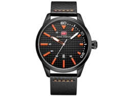 Reloj De Pulsera Masculino Casual De Cuero Impermeable Mini Focus (negro+naranja)
