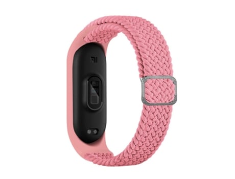 Correa de nailon lazo elástico ajustable elásticos trenzados para Xiaomi Mi Band 5/Band 6/Band 7 - rosa