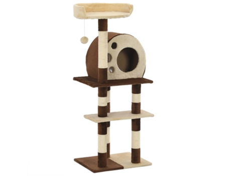 vidaXL Rascador para gatos con postes de sisal 127 cm beige y marrón