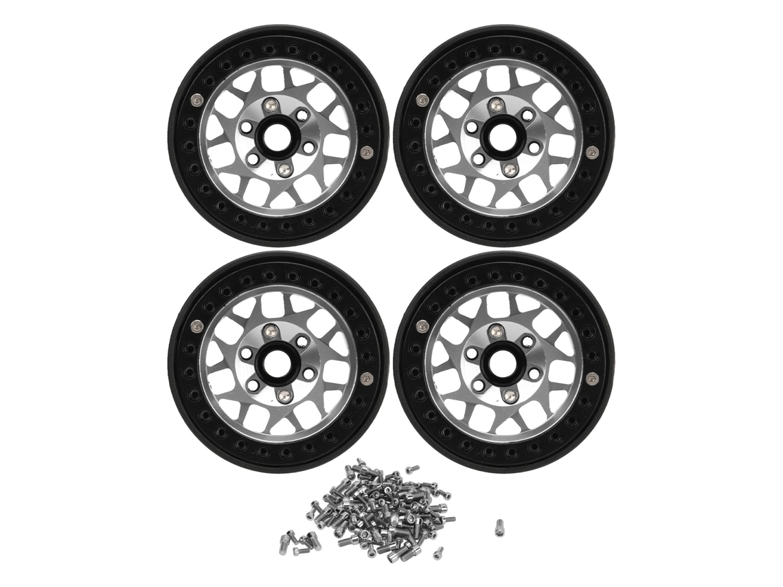 4pcs Llantas De Aluminio Universal 1.9in Para Rc Crawler Beadlock Wheel Rims Scx10 Scx10 Ii Plata