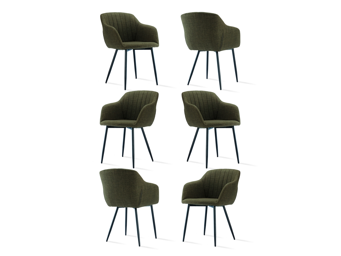 Sillas De Comedor Goeurvant 711(pack De 6, Verde Oliva, Tela)