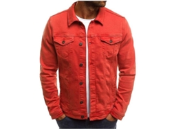 2026-chaqueta De Jeans Para Hombre Slim Fit Corta Moda Denim Err Talla Precisa Envío Rápido 2xl Rojo