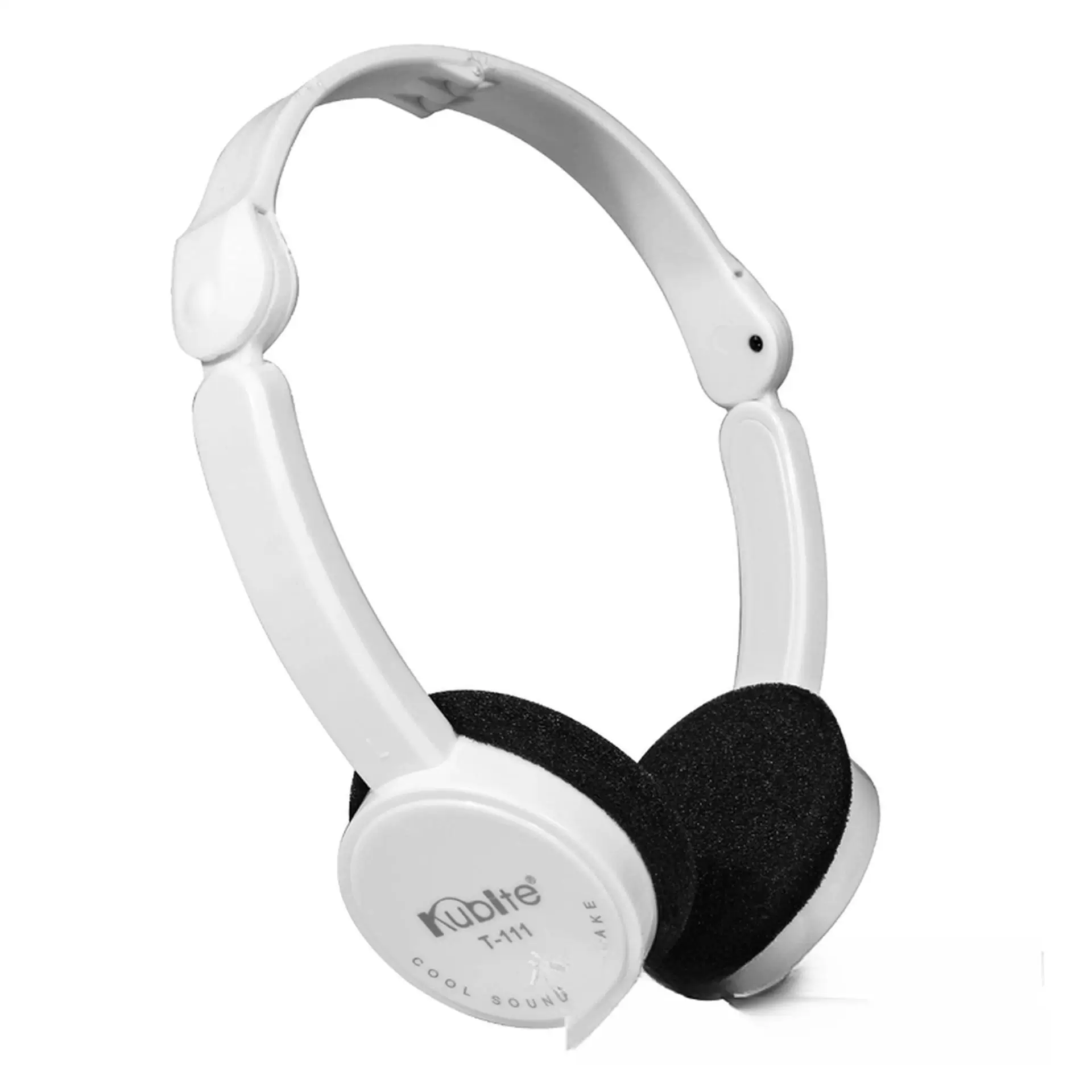 Auriculares musicales infantiles con micrófono, plegables y ajustables, color blanco