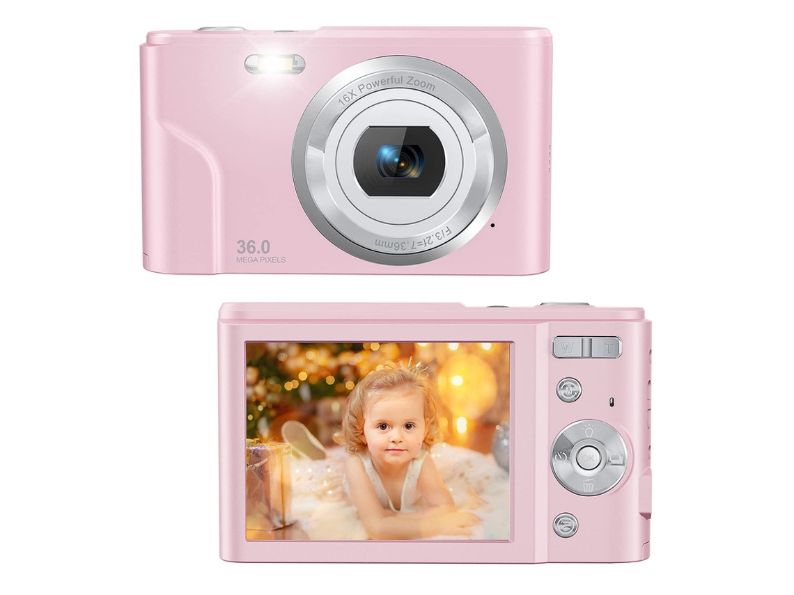 Cámara fotos digital infantil compacta SZSMART DC311AF Nivel de entrada Regalo de cámara para estudiantes niños 48MP HD resolución Pantalla de 2,4 pulgadas - Rosa