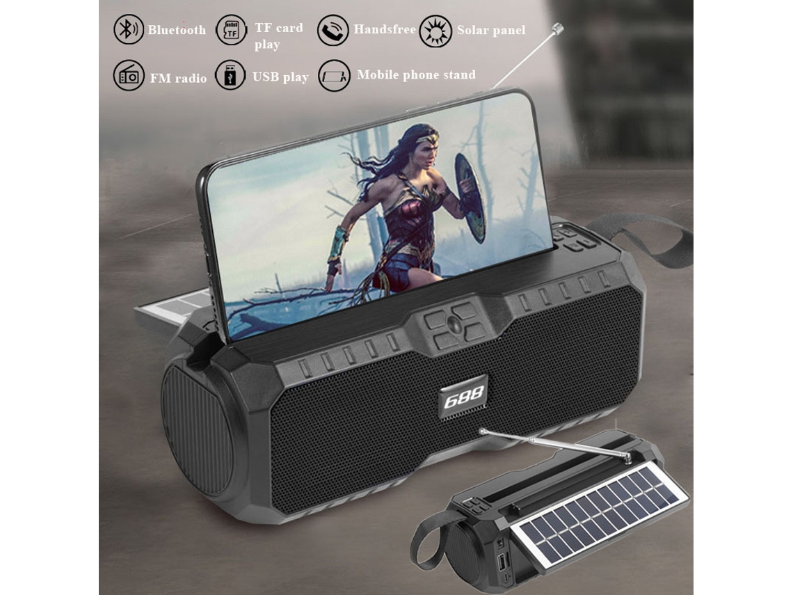Radio FM portátil de emergencia con carga solar, batería extraíble, Bluetooth inalámbrico, compatibilidad con música y manos libres. Viewleaf
