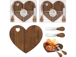 Juego de regalo de tabla de quesos con cuchillo y tenedor, ideal para baby shower, boda, inauguración de casa y San Valentín (2 piezas) Specment