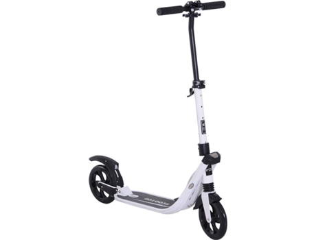 Homcom Patinete Plegable para adultos y niños +14 años scooter con manillar altura ajustable tipo freno grandes ruedas carga 100kg 935x38x95105cm blanco aa1059wt 14 93.5x38x95105cm