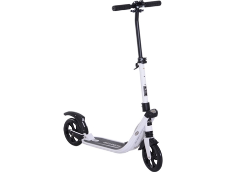 Homcom Patinete Plegable para adultos y niños +14 años scooter con manillar altura ajustable tipo freno grandes ruedas carga 100kg 935x38x95105cm blanco aa1059wt 14 93.5x38x95105cm