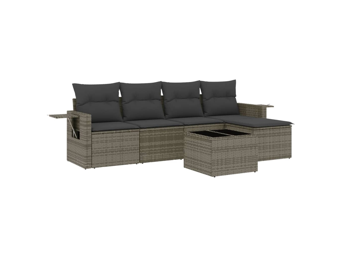 Conjunto de 6 sofás de jardín con cojines de mimbre gris MAISON EXCLUSIVE (80x200 cm)