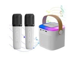 Máquina de karaoke para niños y adultos, mini altavoz Bluetooth para cantar con 2 micrófonos inalámbricos y 7 luces de colores.