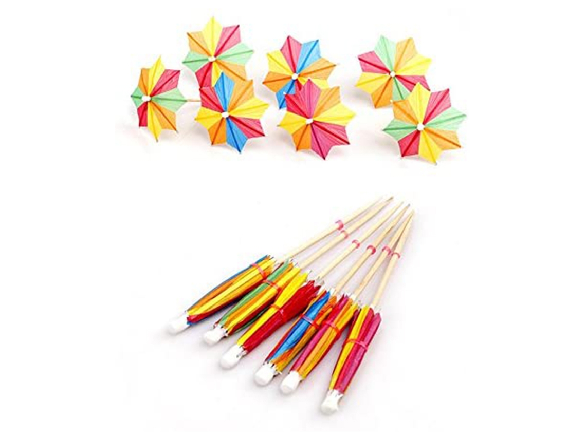 Sombrillas con diseño tropical, pajitas clásicas para tu fiesta, materiales de calidad, uso seguro (144 unidades)